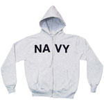 Navy Logo Military Sweatshirt Zip Hooded Sweatshirt
