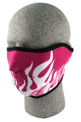 Neoprene Half Mask Pink And White Flames
