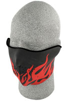 Neoprene Half Mask Black With Red Flames
