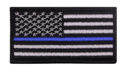 Iron-On Thin Blue Line USA Flag Patch