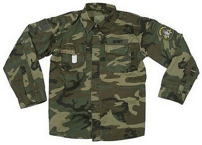 Special Forces Vintage Camo Fatigue Shirt Large