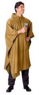 Military Style Rip Stop Poncho In Coyote