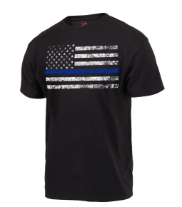 Black Thin Blue Line USA Flag T-Shirt - 4XL