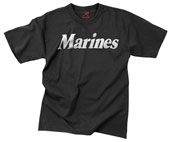 Marines T-Shirts Reflective Marines Logo Black Tee
