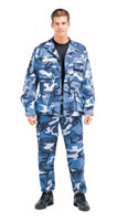 Blue Camouflage Military BDU Pant Large Long Length