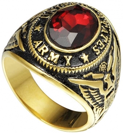 Military Rings Deluxe Engraved 18Kt Gold Electroplate Rings "Army"