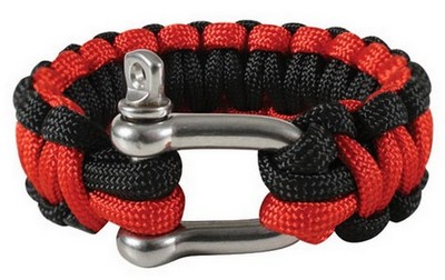 Paracord Bracelet W/D-Shackle Red/Black