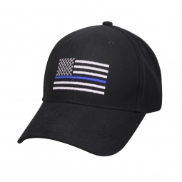 Black Thin Blue Line USA Flag Low Profile Cap