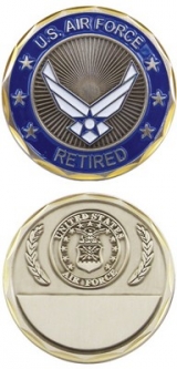 Challenge Coin - Air Force Retired Engravable