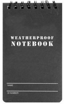 Black Military Style Waterproof Notebook 4X6