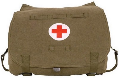 Khaki Retro Hungarian Shoulder Bag Red Cross Patch