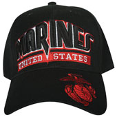 Military Logo Cap 3D United States Marines Black/Red
