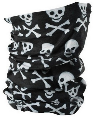 Skull And Crossbones Print Motley Tube Neck Cover