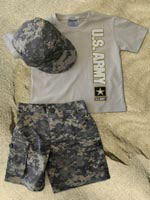 Child's U.S. Army Shirt and Camo Shorts Set