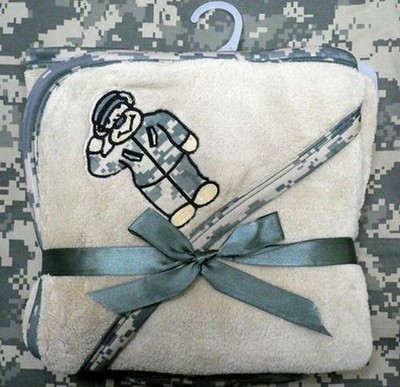 Army ACU Camo Baby Blanket With Bear Embroidery