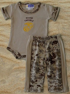 Baby Marine Romper And Digital Desert Camo Pants Set