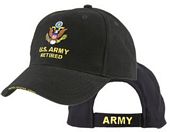 Cap - U.S. Army Retired With Logo (Black Brushed)