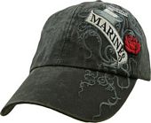Cap - Marines, Ladies Washed Black