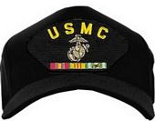 USA-Made Embematic Cap - USMC (Ribbon) Black