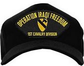 USA-Made Embematic Cap - Operation Iraqi Fre 1St Cavalry (Black)