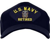 USA-Made Embematic Cap - US Navy Retired With Officers Crest
