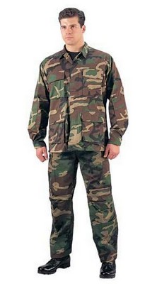 Camouflage Military Fatigues (BDU's) Woodland Camo Shirts