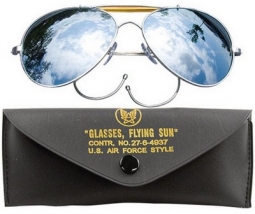 Air Force Style Mirrored Lens Sunglasses With Case