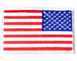 Reversed American Flag Patch W/White Border