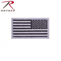 Reverse Us Flag Patch with Hook Back- Silver and Black