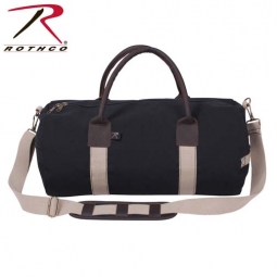 Rothco 19 Inch Canvas & Leather Gym Bag - Black