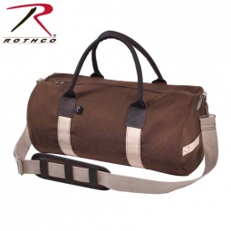 Rothco 19 Inch Canvas & Leather Gym Bag- Earth Brown