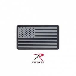 Rothco PVC US Flag Patch with Hook Back- Silver/Black