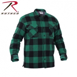 Buffalo Plaid Sherpa Lined Jacket - Green / 2XL