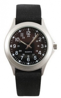 Military Style Watch Quartz W/Black Strap