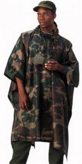 Camouflage Rain Poncho Rip Stop Nylon Camo Poncho