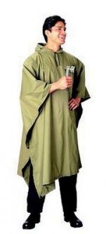 Military Style Rain Poncho - Nylon Olive Drab Ponchos