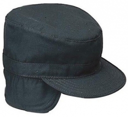 Military Combat Caps With Flaps- Black Cap