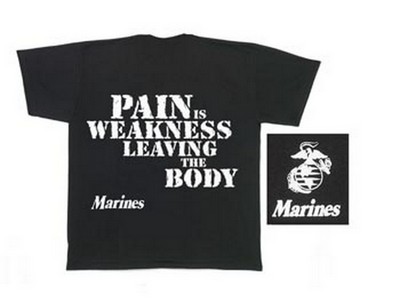 Marines T-Shirts Pain Is Weakness Leaving The Body Shirt 2XL: Army Navy Shop