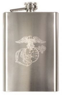 Marines Globe And Anchor Engraved Flask