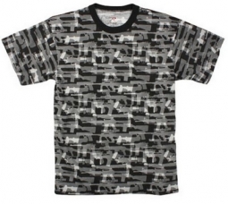 Men's Faded Guns Print Black T-Shirt 2XL
