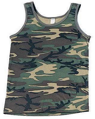 Camouflage Tank Top T-shirt Military Woodland Camo Army Marines Adult Men 