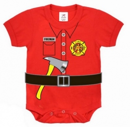 Infant Fireman Crawler Red Fireman Print Romper
