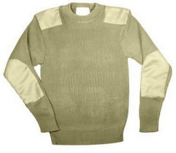 Military Style Commando Sweater Khaki Acrylic