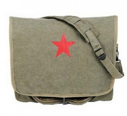 Khaki Vintage Canvas 'Bio-Hazard' Military Style Paratrooper Shoulder Bag 
