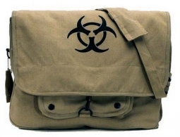 Vintage Military Shoulder Bags Khaki Biohazard Bag