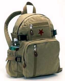 Military Backpacks Khaki Vintage Star Mini Backpack