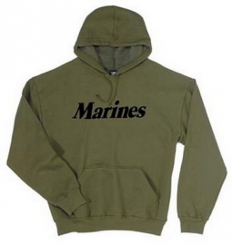 Marines Sweatshirts Olive Drab Marines Logo Hooded Sweatshirt