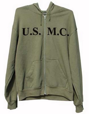 USMC Sweatshirts Olive Drab Zip Front 
