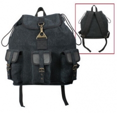 Wayfarer Backpack Leather/Canvas Pack Black