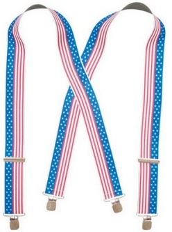American Flag Print Pants Suspenders